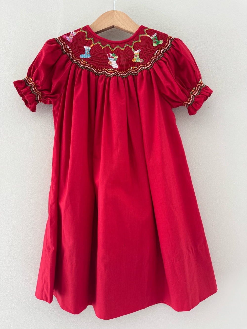Rosalina Collection 2T Red Holiday Smocked Cotton Dress Christmas Stockings